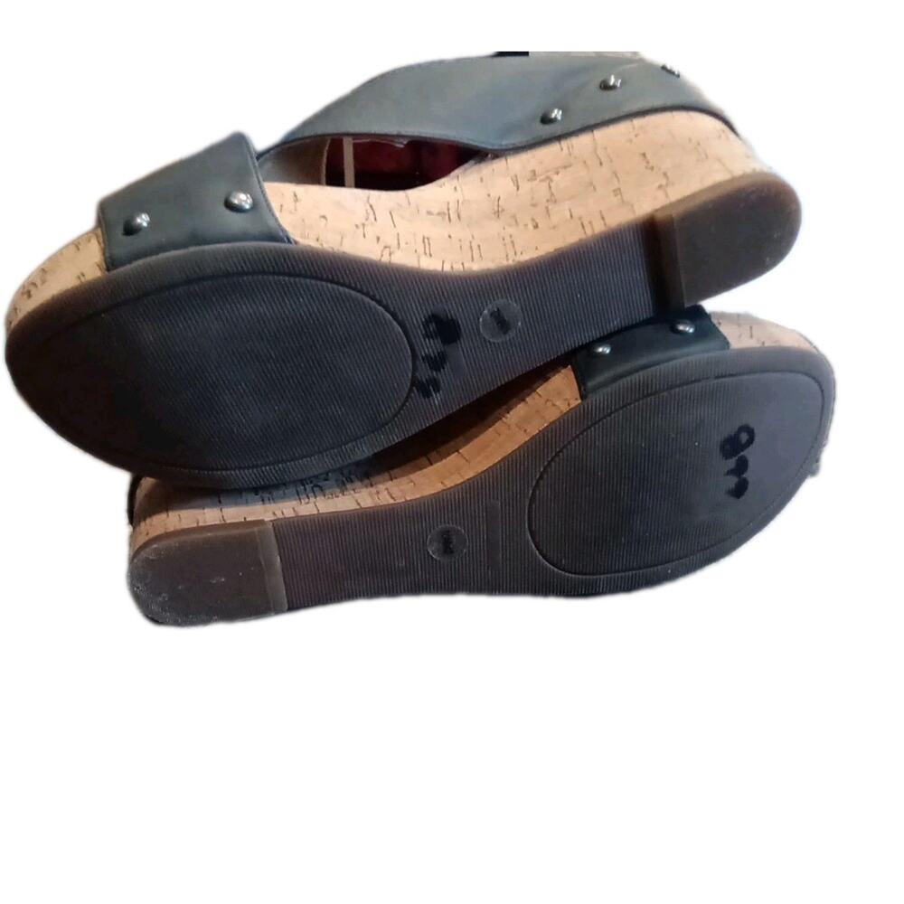 Lucky Brand Mykayla Blue Gray Cork Wedge Heels Slide on Sandals Size 10 M - Picture 5 of 5
